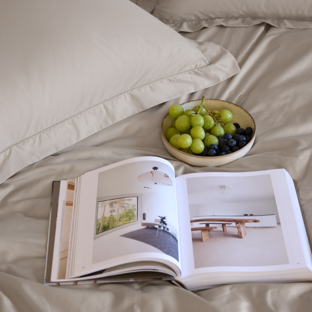 סט מצעים חול תחרה - כותנה מצרית