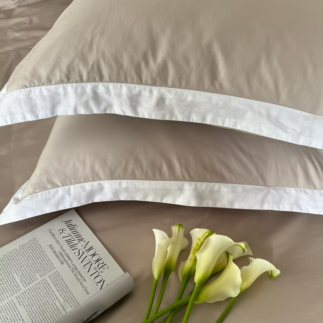 סט מצעים אוקספורד חול - כותנה מצרית - My Store