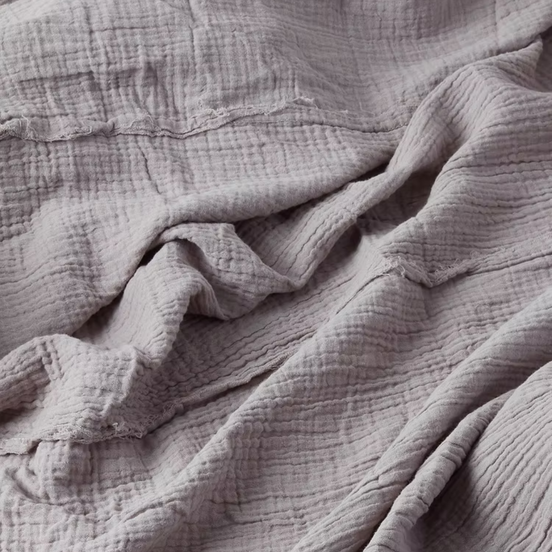 כיסוי מיטה רך טטרה רב עונתית העשוי 100% כותנה אורגנית בצבע אפור